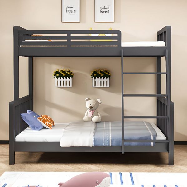 "Modern Iron Bunk Children's Bed with Coir Mattress, Ladder, and Guardrail for Gender Neutral Use"