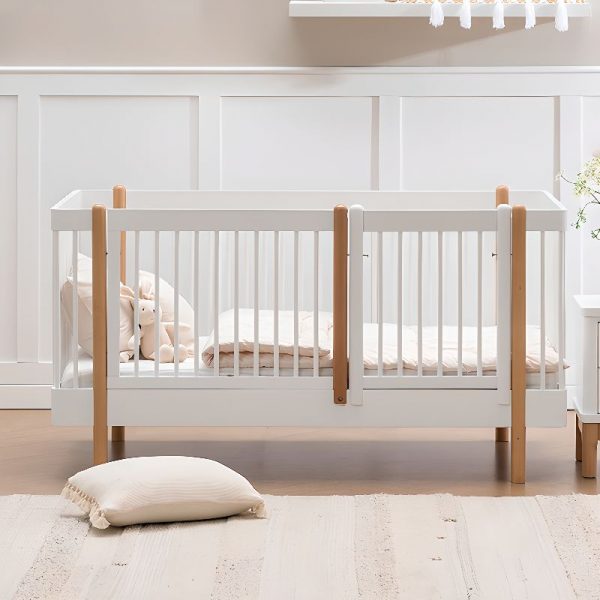 "Modern Lumber Standard Children Bed with Spring Mattress Fill, Gender Neutral, with Guardrail"