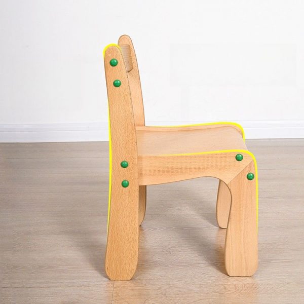 "UV Resistant Waterproof Wood Solid Color Kids Chair for Children's Activity"