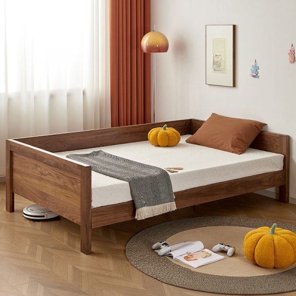 "Cocoa Simplistic Panel Kids Bed Gender Neutral with Detachable Guardrails"