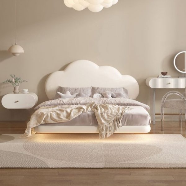 "Chalk Contemporary Wood Standard Children Bed with Artificial Leather Upholstery, Coir Mattress, Headboard, and Gender Neutral Features"